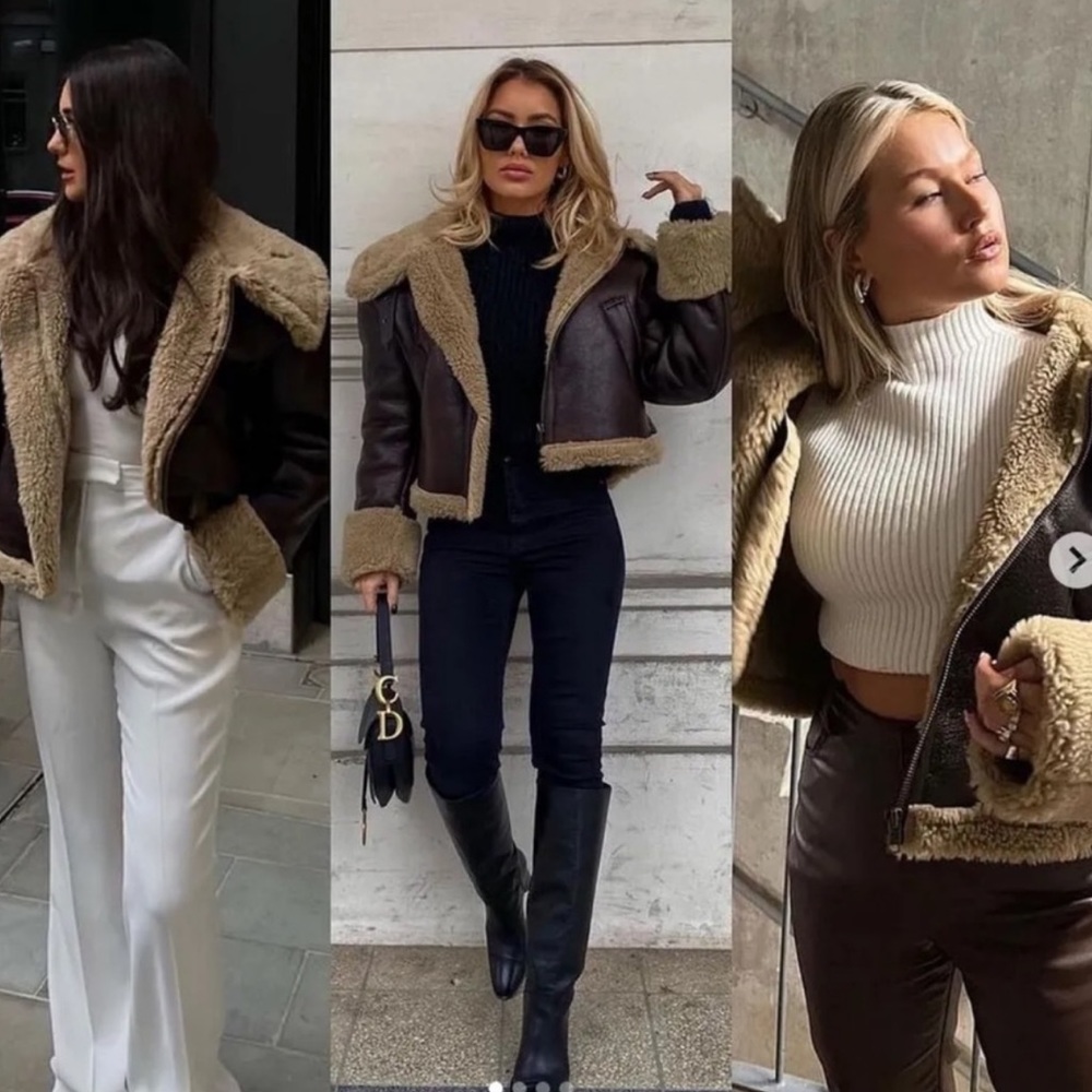 Zara Aviator Jacket Brown/Tan